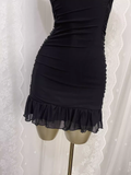 Sheath Straps Black Travel Vacation Dress Short Birthday Dress SD0058