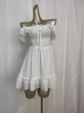 A line White Chiffon Travel Vacation Dress Short Birthday Dress SD0063