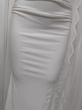 Sheath Spaghetti Straps Satin White Long Vacation Dress Birthday Dresses SD0069