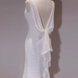 Mermaid Spaghetti Straps Sequin White Long Wedding Dresses SD0078