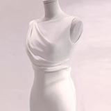 Mermaid Satin White Long Wedding Dresses Brides Dress SD0079