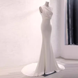 Mermaid Satin White Long Wedding Dresses Brides Dress SD0079
