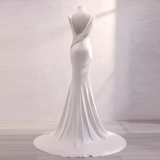 Mermaid Satin White Long Wedding Dresses Brides Dress SD0079