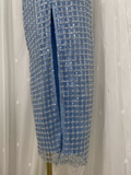 Sheath Straplesss Blue Sequin Slit Vacation Dress Long Birthday Outfits SD007