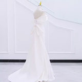Mermaid Off The Shoulder Satin White Long Wedding Dresses Brides Dress SD0082