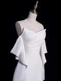 Mermaid Off The Shoulder Satin White Long Wedding Dresses Brides Dress SD0084