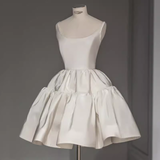 Ball Gown Straps Satin White Short 16th Birthday Dresses SD0085