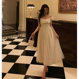 A line Spaghetti Straps Ivory Satin Prom Dresses Evening Gowns SD1008