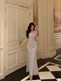 Sheath Spaghetti Straps Long Prom Dresses Birthday Outfits Evening Gown SD1020