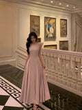 A Line Scoop Neckline Long Light Pink Prom Dresses Birthday Outfits Evening Gown SD1024
