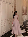 A Line Scoop Neckline Long Light Pink Prom Dresses Birthday Outfits Evening Gown SD1024