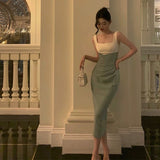 Sheath Straps Green Satin Prom Dresses Birthday Outfits Evening Gown SD1030