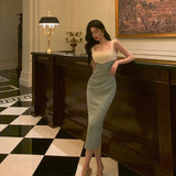 Sheath Straps Green Satin Prom Dresses Birthday Outfits Evening Gown SD1030