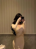 Sheath V Neckline Long Prom Dresses Birthday Outfits Evening Dress SD1037