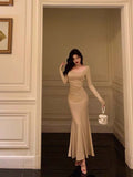 Sheath Square Neckline Long Prom Dresses Birthday Outfits Evening Gown SD1038