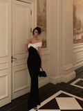 Sheath Off The Shoulder Black Prom Dresses Birthday Outfits Evening Gown SD1048