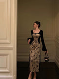 French A Line Square Neckline Velvet Black Prom Dresses Birthday Outfits Evening Gown SD1050