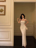 Sheath Strapless Neckline White Prom Dresses Birthday Outfits Evening Gown SD1077