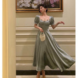 A Line Sweetheart Blue Satin Prom Dresses Birthday Outfits Evening Gown SD1109