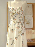 A line Spaghetti Straps Ivory Floral Satin Prom Dresses Birthday Outfits Evening Gown SD1136