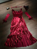 Mermaid Spaghetti Straps Burgundy Christmas Dress Velvet Prom Dresses Birthday Outfits SD1171