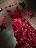 Mermaid Spaghetti Straps Burgundy Christmas Dress Velvet Prom Dresses Birthday Outfits SD1171