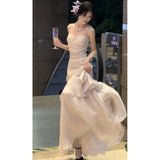 Mermaid Spaghetti Straps Ivory Long Prom Dresses Night Dress Birthday Outfits SD1174