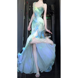 Sheath Straps Green Floral Beach Dress Women's Vacation Dresses Birthday Dress SD1178