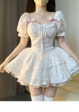 Ball Gown Short Sleeves White Lace Lolita Dresses Party Dress Birthday Outfits SD1192