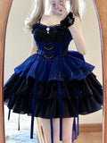 Ball Gown Straps Royal Blue Organza Short Lolita Dresses Party Dress Birthday Outfits SD1194