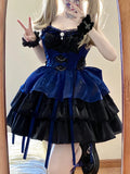 Ball Gown Straps Royal Blue Organza Short Lolita Dresses Party Dress Birthday Outfits SD1194