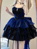 Ball Gown Straps Royal Blue Organza Short Lolita Dresses Party Dress Birthday Outfits SD1194