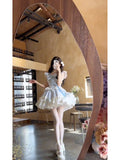 Ball Gown Square Neckline Short Tulle Blue Lolita Dresses Party Dress Birthday Outfits SD1200