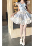 Ball Gown Square Neckline Short Tulle Blue Lolita Dresses Party Dress Birthday Outfits SD1200