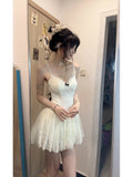 A line Spaghetti Straps White Lace Short 2 Pieces Dresses Party Dress Birthday Outfits SD1201