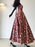 A line Spaghetti Straps Red Floral Long Birthday Dresses Prom Dress Birthday Outfits SD1203