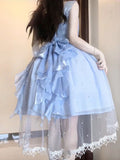 Ball Gown Square Neckline Short Blue Lolita Dresses Party Dress Birthday Outfits SD1206