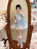 Ball Gown 2 Pieces Top And Skirt Short Blue Lolita Dresses Party Dress Birthday Outfits SD1207
