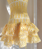 Sheath Strapless Yellow Lace Vacation Dress Short Birthday Dresses SD120
