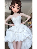 High Low Spaghetti Straps White Beach Dress Party Dress Birthday Dresses Birthday Outfits SD1213