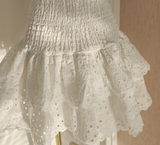 Sheath Strapless White Lace Vacation Dress Short Birthday Dresses SD122
