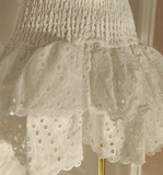 Sheath Strapless White Lace Vacation Dress Short Birthday Dresses SD122