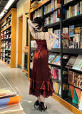 Mermaid Spaghetti Straps Burgundy Velvet Women's Beach Dress Vacation Dresses Birthday Dress SD1230