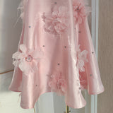 A line Halter Pink Travel Vacation Dresses Short Satin Birthday Dress SD1245