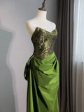Green Sweetheart Embroidery Sheath Column Prom Dress SD1292