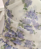 A line Spaghetti Straps Lilac Floral Travel Vacation Women Dress Tea Length Birthday Outfits SD129