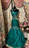Mermaid One Shoulder Green Lace Prom Dresses Long Party Dress SD1310