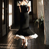 Mermaid Straps Chiffon Black Prom Dresses Party Dress SD1315