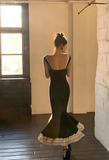 Mermaid Straps Chiffon Black Prom Dresses Party Dress SD1315