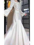 Mermaid Long Sleeves Ankle Length White Prom Dresses Party Dress SD1318